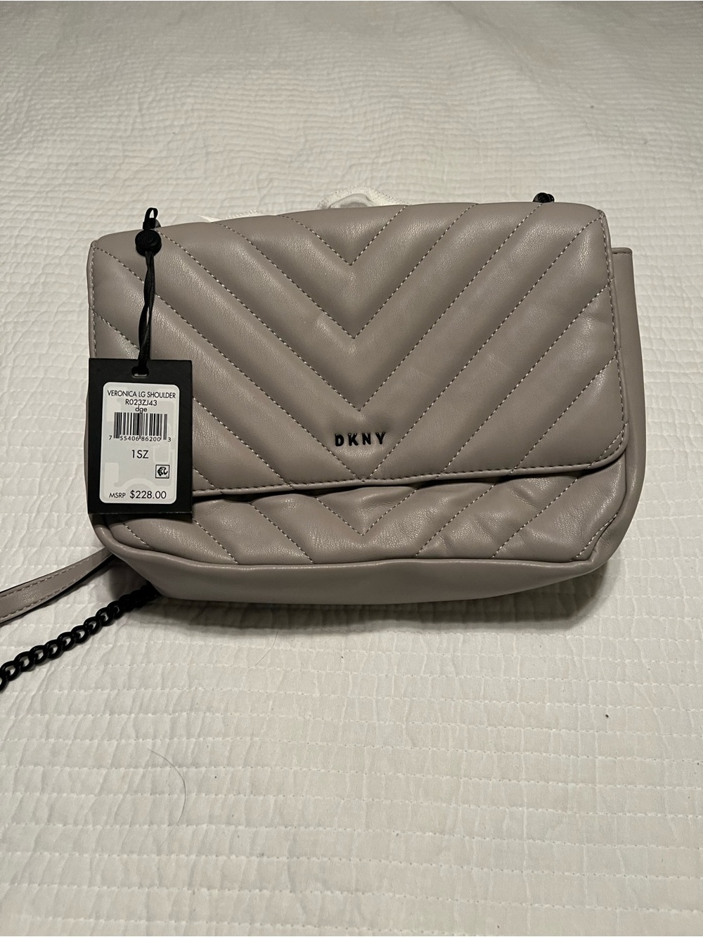 DKNY Quilted Crossbody Bag in Light Gray
